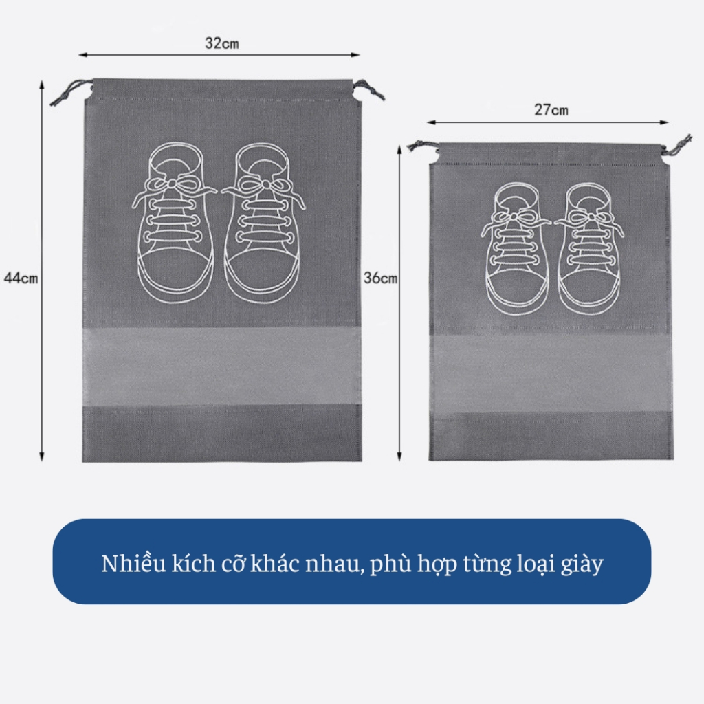 TIDY SHOP - Túi Đựng Giày Du Lịch Chống Thấm, Túi Bảo Quản Giày Dép Có Dây Rút, Túi Giày Thể Thao Trong Suốt Tiện Lợi