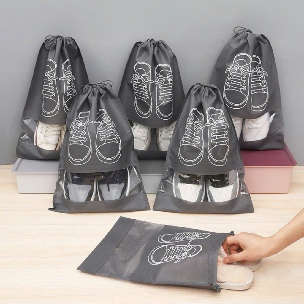 TIDY SHOP - Túi Đựng Giày Du Lịch Chống Thấm, Túi Bảo Quản Giày Dép Có Dây Rút, Túi Giày Thể Thao Trong Suốt Tiện Lợi