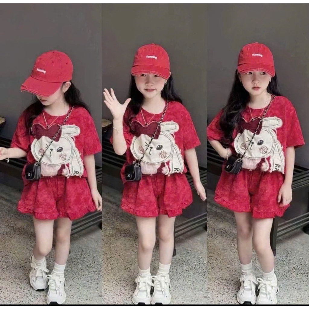 [ 9-37kg ] [HÌNH IN CHÌM] Sét Bộ Quần Áo Mùa Hè mẫu Hottred , In Hình Thỏ RABIT cho bé . Giá Rẻ , Chất Liệu Thoáng Mát