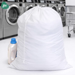Túi rút đựng đồ cỡ đại 3II HOME vải Taffeta 210T trắng | Túi đựng chăn mền quần áo đồ Spa khách sạn