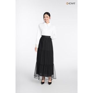 Chân Váy 𝐂𝐂𝐇𝐀𝐓 Dáng Xòe Shadow Mist Tiểu Thư Chất Liệu Lưới Cao Cấp 25CDM2039XT