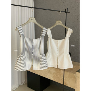 𝐏𝐡𝐢𝐞𝐧 𝐖𝐆𝐖𝐄 | (Sẵn) w8921 Áo 2 Dây Thô Vạt Xẻ Peplum Lưng Chun