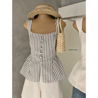 𝐏𝐡𝐢𝐞𝐧 𝐖𝐆𝐖𝐄 | (Sẵn) w8921 Áo 2 Dây Thô Vạt Xẻ Peplum Lưng Chun