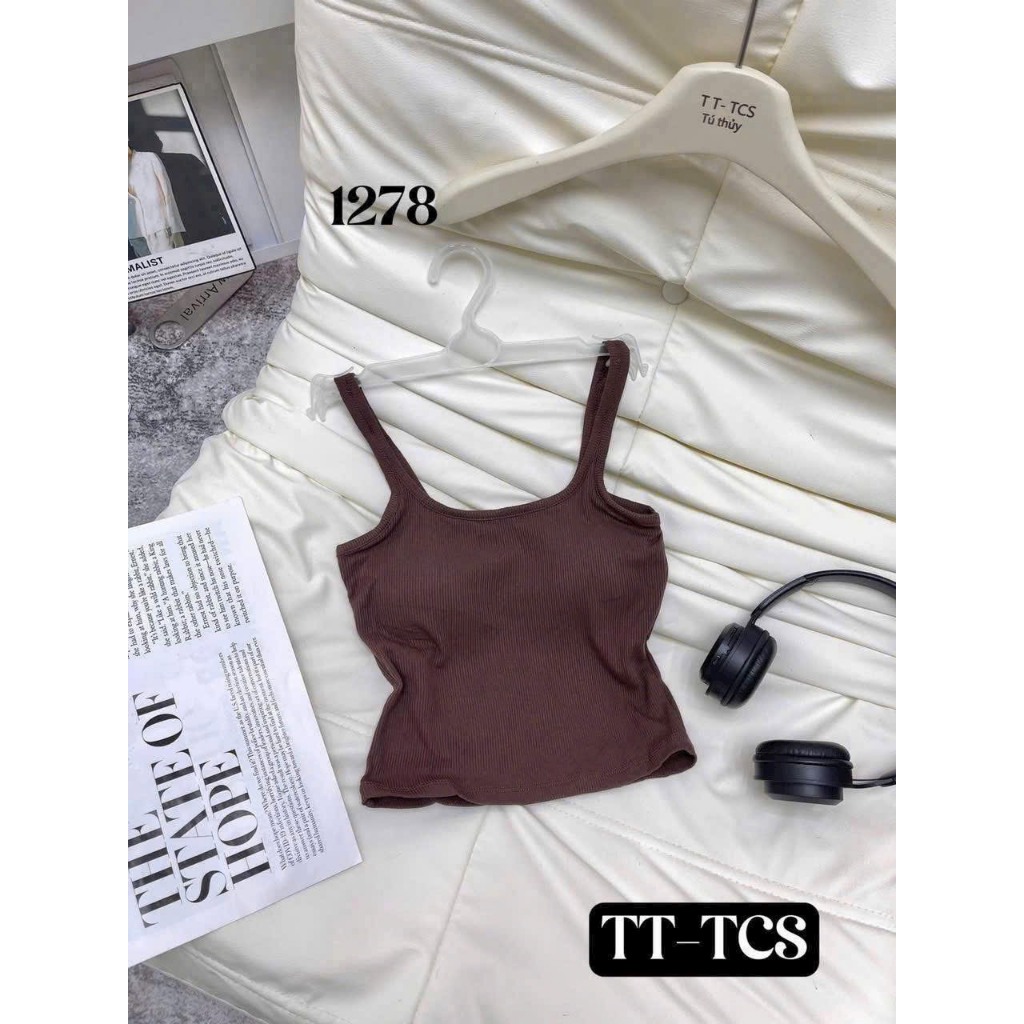 (Hàng LoạÁo bra 2 dây bản vừa Cổ Vuông chất cotton tăm mềm,có đệm ngực,dáng basic,phong cách trẻ trung