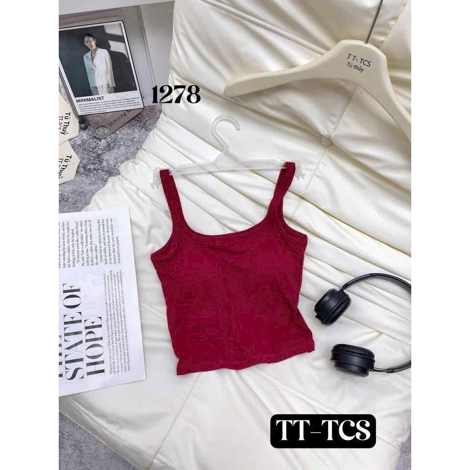 (Hàng LoạÁo bra 2 dây bản vừa Cổ Vuông chất cotton tăm mềm,có đệm ngực,dáng basic,phong cách trẻ trung