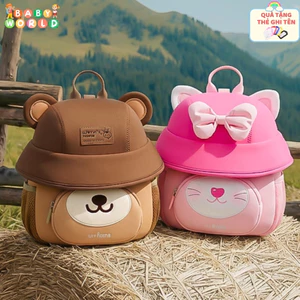 Balo nấm Worm Home cao cấp cho bé học mầm non mẫu giáo chất liệu mềm mịn-siêu nhẹ