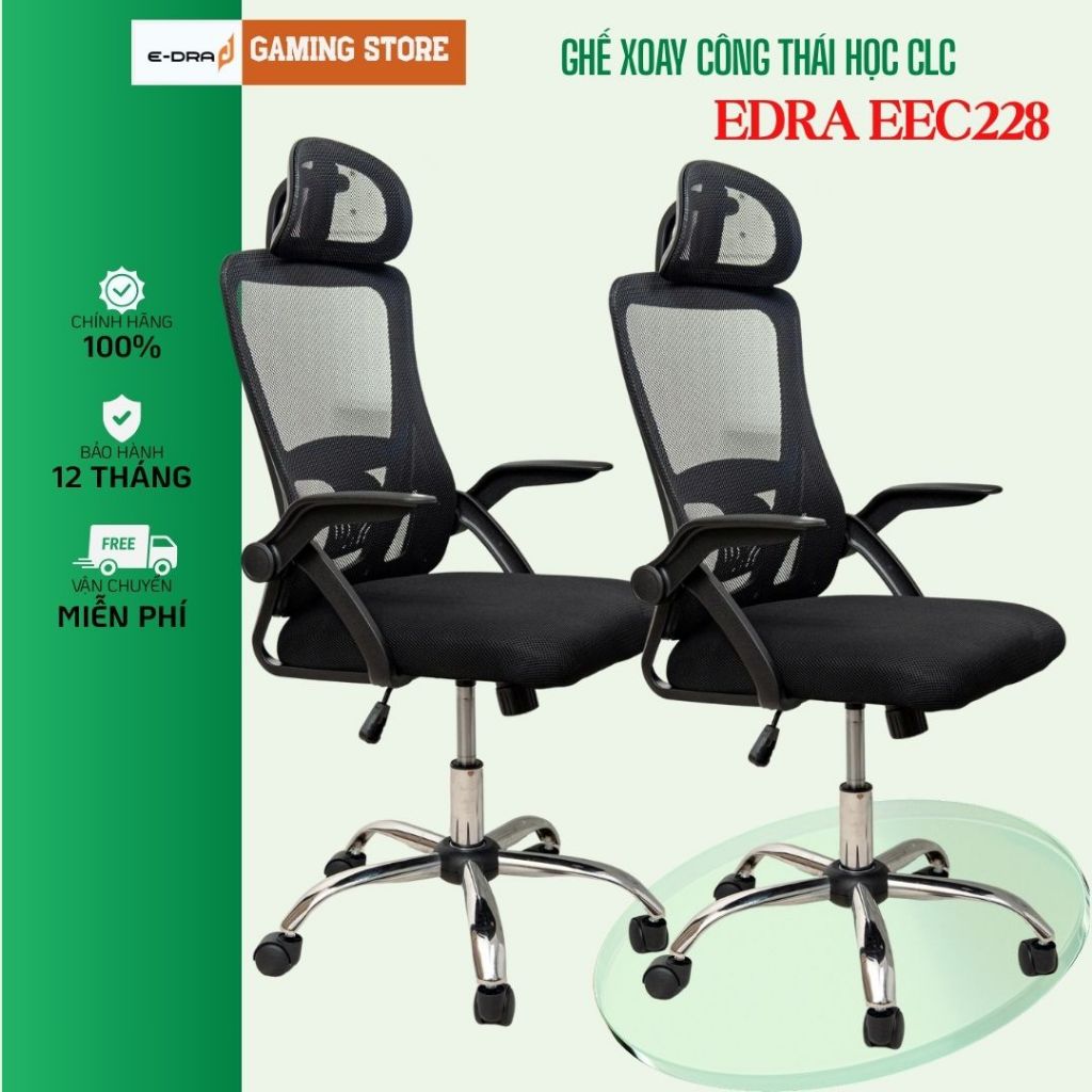 Ghế Công Thái Học EEC228 Ghế Văn Phòng Lưng Lưới Thoáng Khí, Tựa Đầu Kê Tay Điều Chỉnh, Chân Kim Loại Bảo Hành 1 Năm | BigBuy360 - bigbuy360.vn