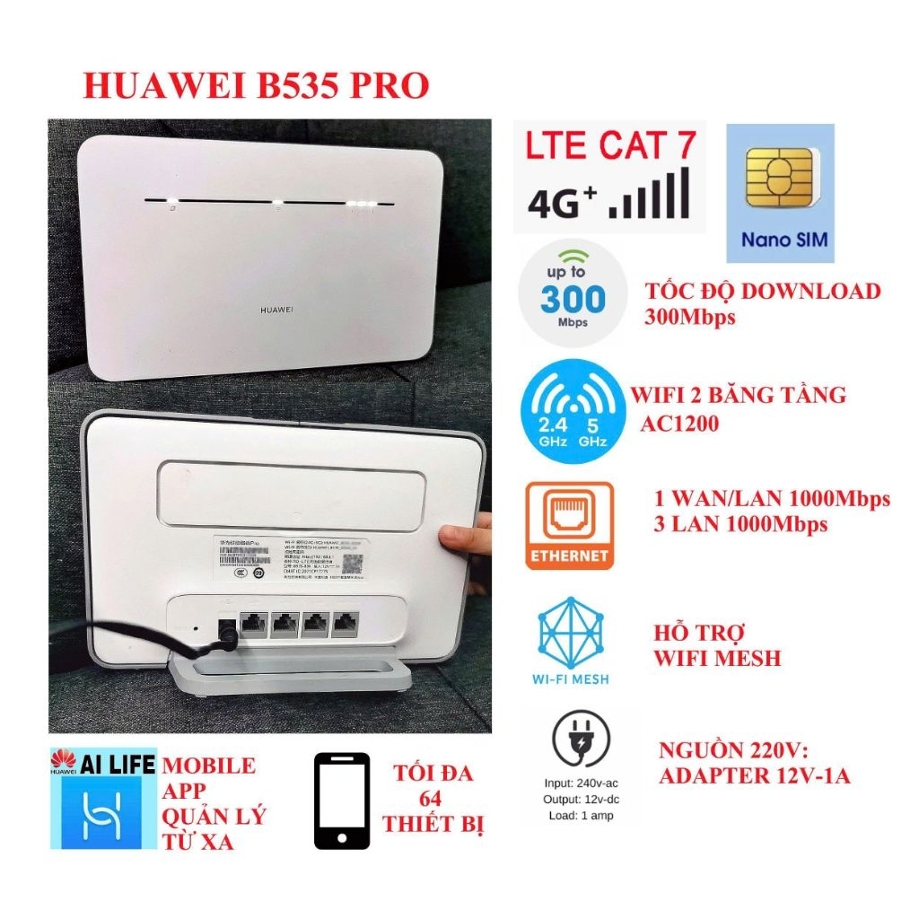Huawei B535 phát wifi bằng sim 4g | Shopee Việt Nam