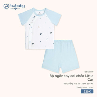 Bubaby Bộ ngắn tay cài chéo Little Car IBB130800 cao cấp mùa hè m mềm mại mỏng nhẹ an toàn với da bé trai và bé gái