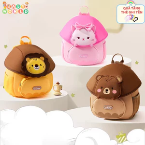 Balo nấm Worm Home cho bé học mầm non mẫu giáo chất liệu cao cấp mềm mịn-siêu nhẹ