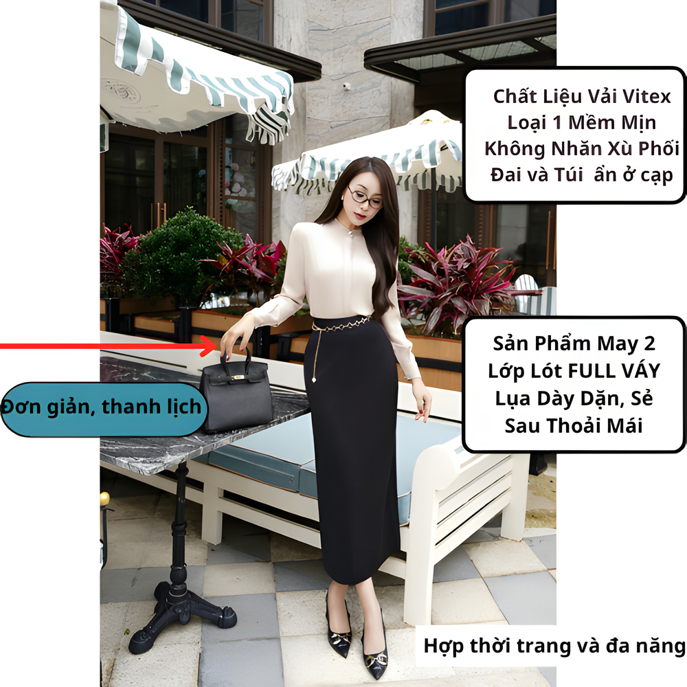 Chân Váy Bút Chì 90cm 2 Lớp Chất Liệu Vitex Đẹp Thời Trang Thu Đông 2024 CV177
