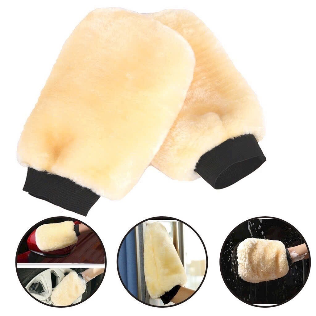 Bao Tay Rửa Xe Lông Cừu 2 MẶT Mềm Mại Vệ Sinh Ô Tô, Xe Máy, vệ sinh nhà cửa Tiện Lợi.