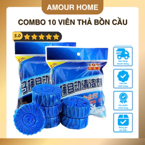 Viên Tẩy Bồn Cầu Thông Minh Túi 10 Viên Loại Bỏ Mảng Bám Diệt Khuẩn Khử Mùi Hôi Tạo Nước Xanh