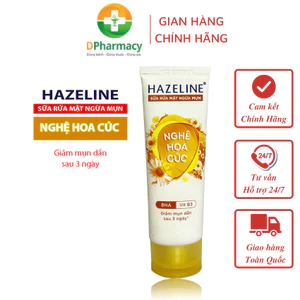Sữa Rửa Mặt Hazeline Nghệ Hoa Cúc, Hỗ Trợ Lành Sẹo, Kháng Khuẩn, Sạch Sâu, Ngừa Mụn Hiệu Quả, 100g