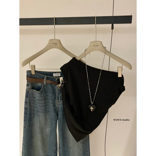 𝐏𝐡𝐢𝐞𝐧 𝐖𝐆𝐖𝐄 | (Sẵn) w8955 Áo thun Lệch Vai Tay Ngắn Ôm Eo