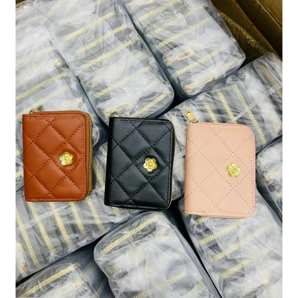 Ví Mini Khóa Kéo Nhiều Ngăn Đựng Họa Tiết Hoa Mạ Vàng Nhỏ Gọn Kích Thước Nhỏ Gọn Tiện Lợi Cho Mọi Lúc Mọi Nơi