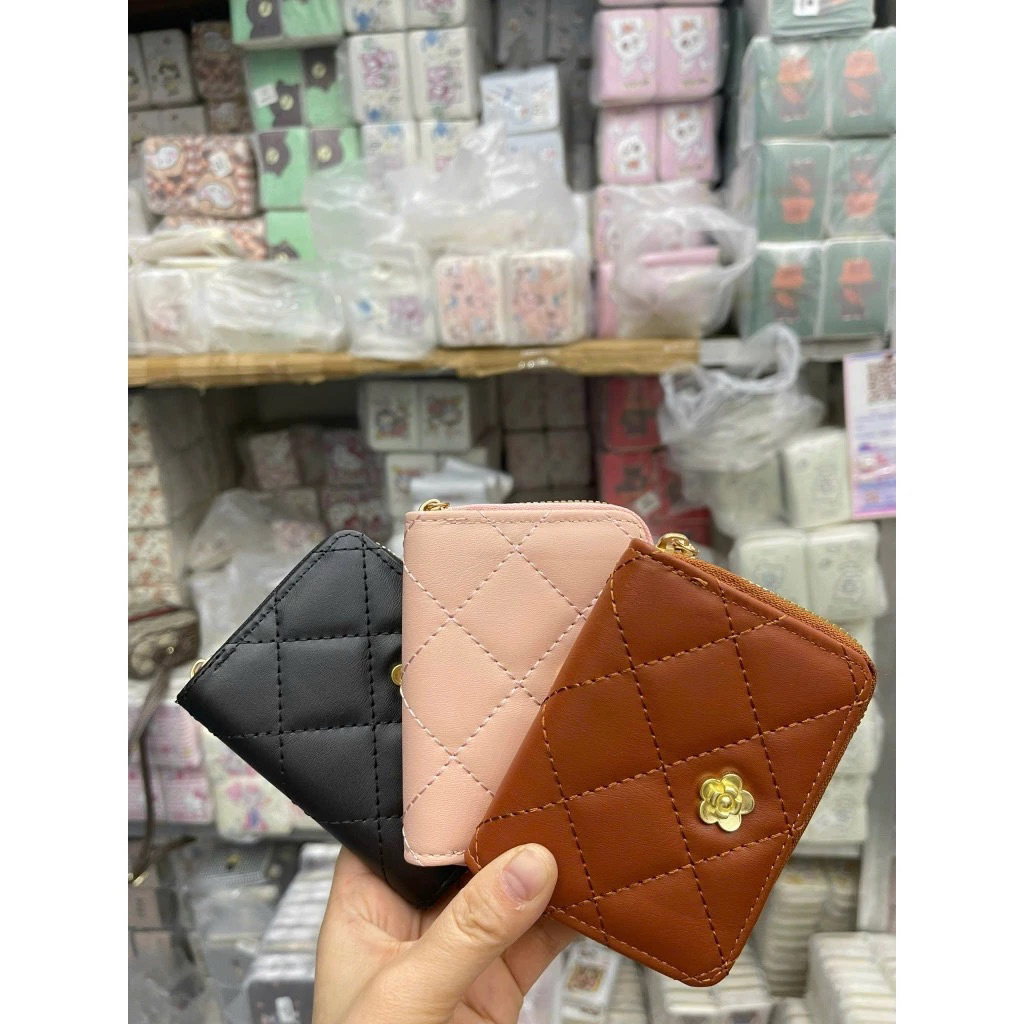 Ví Mini Khóa Kéo Nhiều Ngăn Đựng Họa Tiết Hoa Mạ Vàng Nhỏ Gọn Kích Thước Nhỏ Gọn Tiện Lợi Cho Mọi Lúc Mọi Nơi