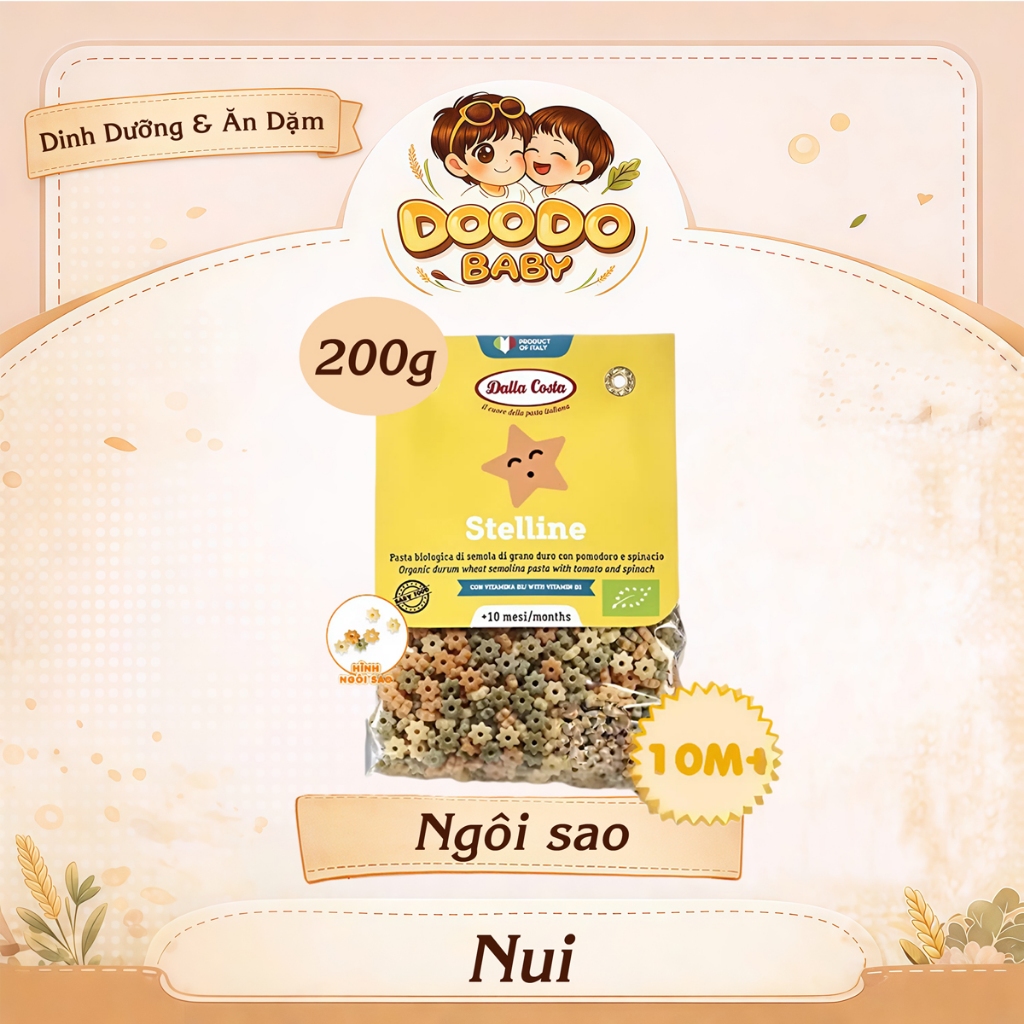 Nui Rau Củ Hữu Cơ Hình Chuột Mickey/ Xe/ Sao/ Ống Ngắn Dalla Costa Cho Bé