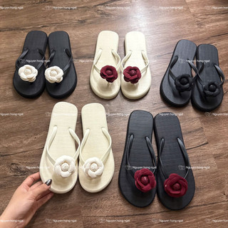 Dép xỏ ngón bản 2 quai gắn hoa trà hot hít BY.NGATODER