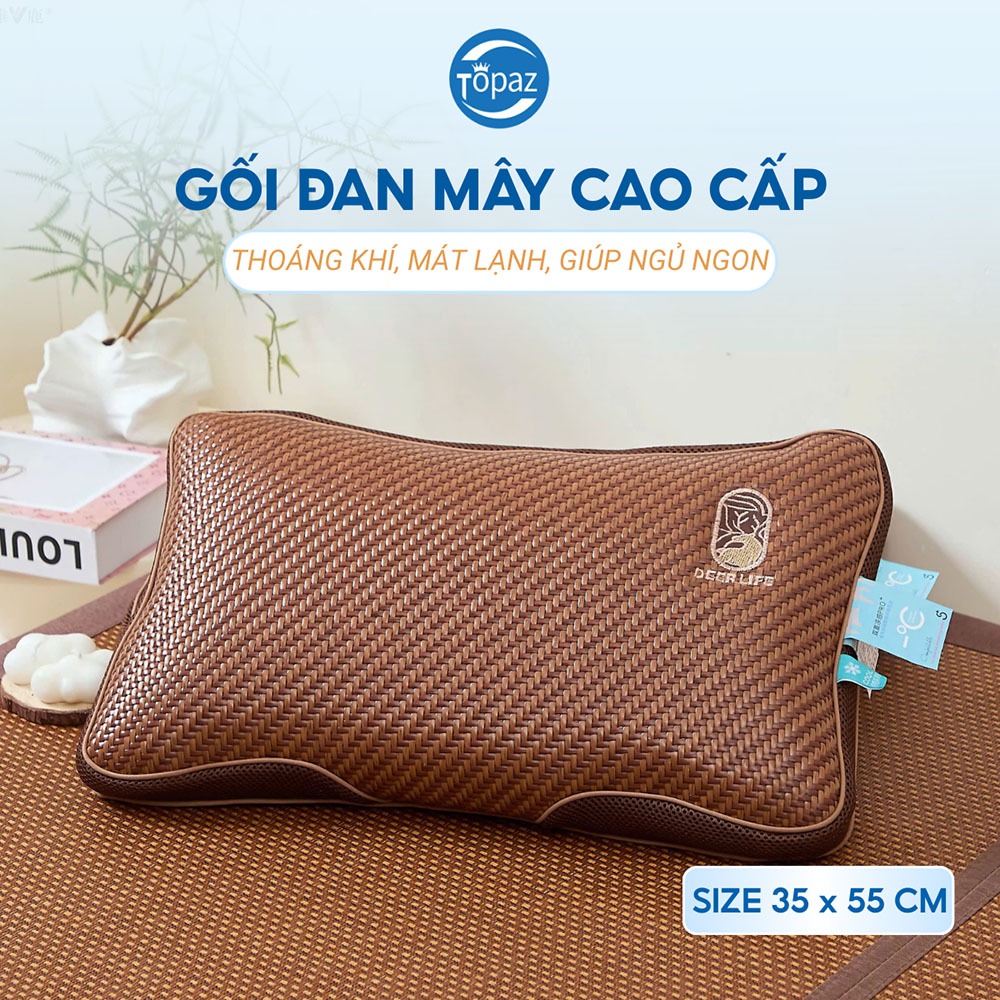 Gối Đan Mây TOPAZ Nhập Khẩu Thoáng Khí Cho Mùa Hè – Gối Lạnh Tự Nhiên 35x55cm Giúp Ngủ Ngon Giữa Hè Oi Bức