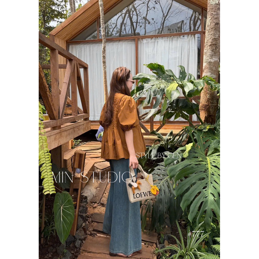 Áo Sơ Mi Nữ Cộc Tay Dáng Babydoll Thanhhuyenclothings Thắt Nơ Tiểu Thư Đơn Giản Dễ Mặc Đi Chơi Dạo Phố Mùa Hè (B223)