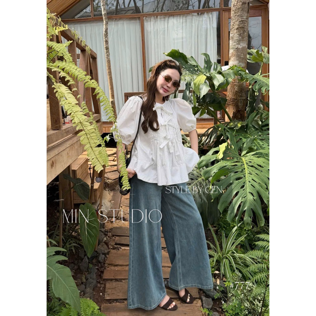 Áo Sơ Mi Nữ Cộc Tay Dáng Babydoll Thanhhuyenclothings Thắt Nơ Tiểu Thư Đơn Giản Dễ Mặc Đi Chơi Dạo Phố Mùa Hè (B223)
