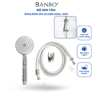 Bộ vòi hoa sen tắm cầm tay BANBO bát sen nhựa ABS, dây nhựa cao cấp lõi đồng chống xoắn 1.5m KT-654