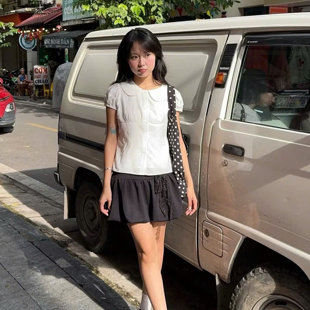 Sơ mi cổ sen buộc eo dáng vừa điệu đà, áo mặc đi học đi làm TAM SM13