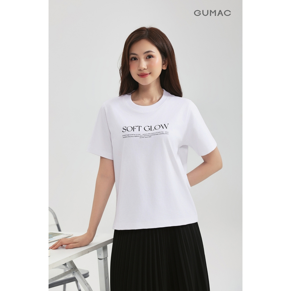 Áo thun GUMAC form suông cơ bản có in chữ ở thân trước  ATF12027