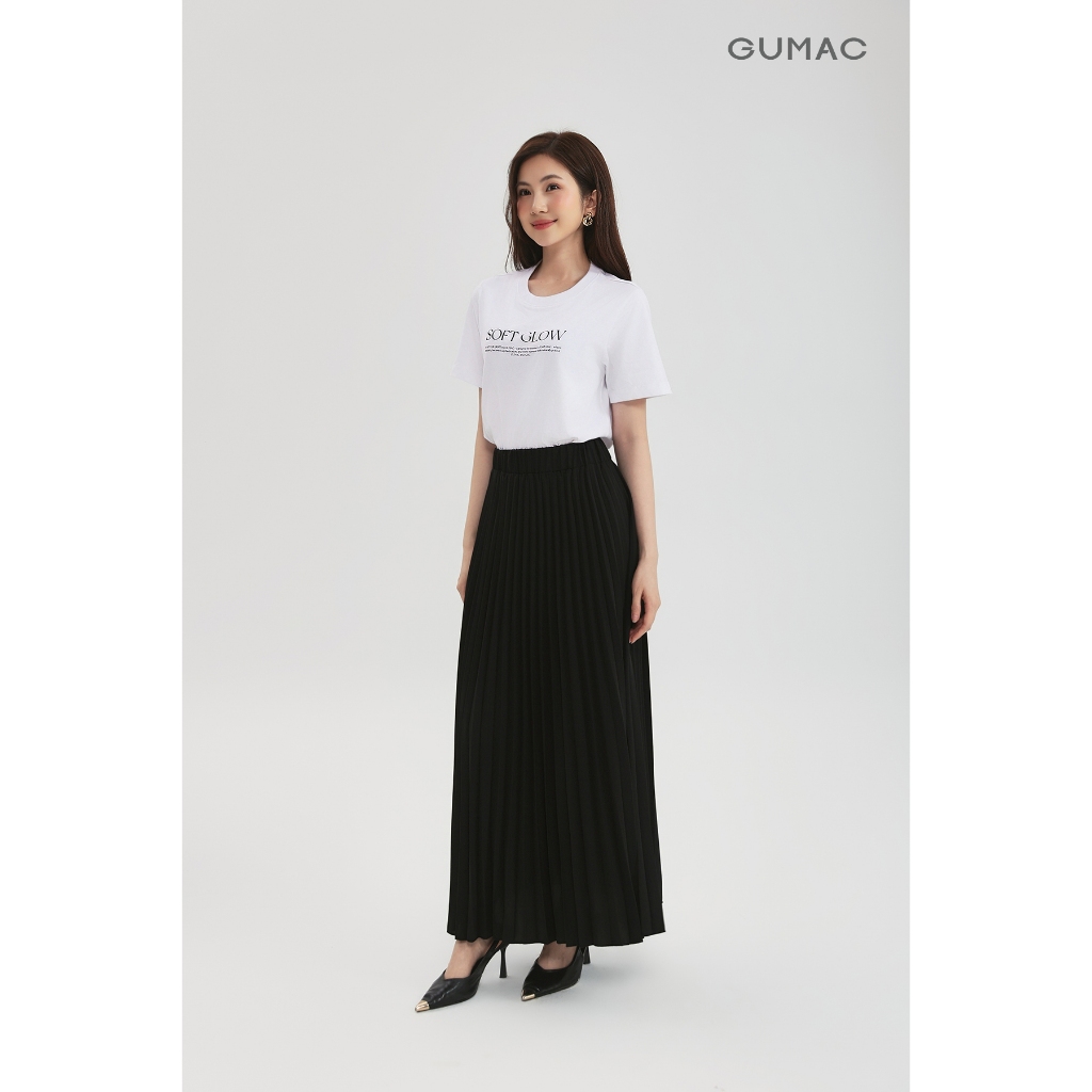 Áo thun GUMAC form suông cơ bản có in chữ ở thân trước  ATF12027