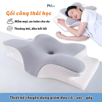 Gối ngủ công thái học Pulife chất liệu cao su non cao cấp - chống đau cổ vai gáy, chống ngủ ngáy, hỗ trợ ngủ nhanh