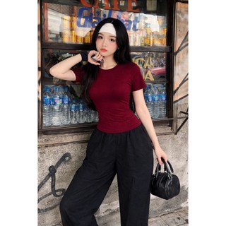 Áo babytee T90 chất liệu cotton zip co giãn 4 chiều ôm body, mềm body, mềm mại thoáng khí mat