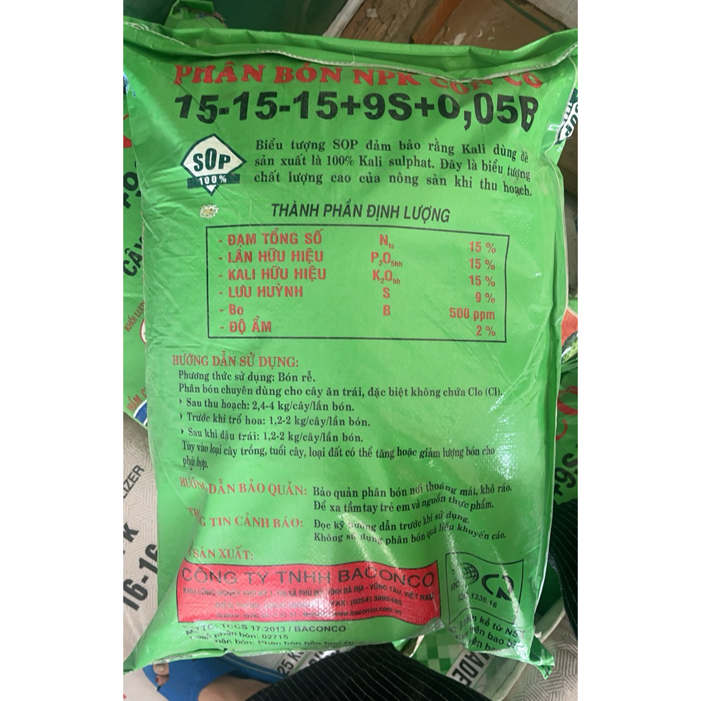1 Bao NPK 3 con cò 15-15-15 Chuyên cho cây ăn trái- kali trắng- Bao 25kg