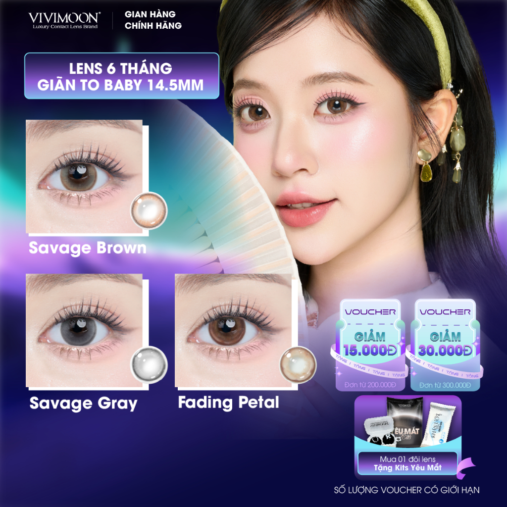 [Giá 1 chiếc - 1 bên mắt] Kính áp tròng VIVIMOON EYECONIC lens cận cho ...