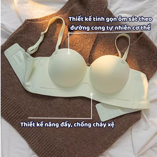 Áo Lót Nâng Quả Ngang Chống Xệ Su Đúc Non Cao Cấp ENMA, Đệm 2cm Không Gọng Không Lộ Viền BRA18