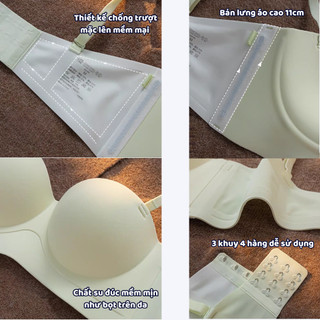 Áo Lót Nâng Quả Ngang Chống Xệ Su Đúc Non Cao Cấp ENMA, Đệm 2cm Không Gọng Không Lộ Viền BRA18