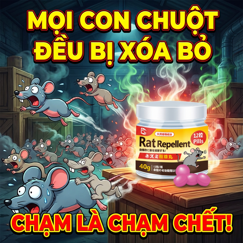 🐭 10 năm không có chuột! 🐭 Viên Diệt Chuột, Viên Đuổi Chuột 1 Hộp Có 12 Viên, Đuổi Chuột Liên Tục 24