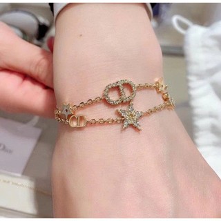 Set 2 vòng tay Titan nữ không gỉ đính đá lấp lánh vòng tay nữ đính đá hoạ tiết chữ kèm ngôi sao