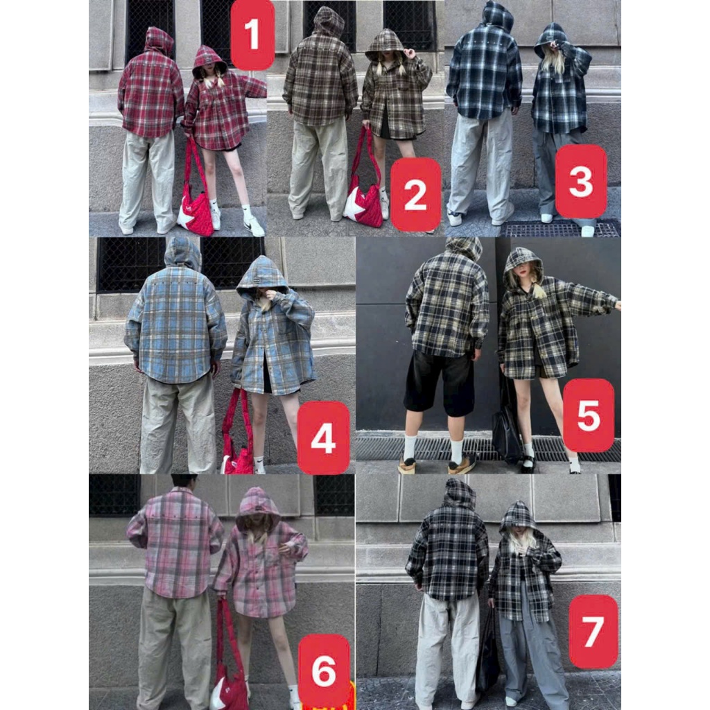 (Unisex ) Áó Khoác Chống Nắng, Sơ Mi Có Mũ Nam Nữ Kẻ Caro Dày Dặn Hàng Cao Cấp Mới Nhất 2026