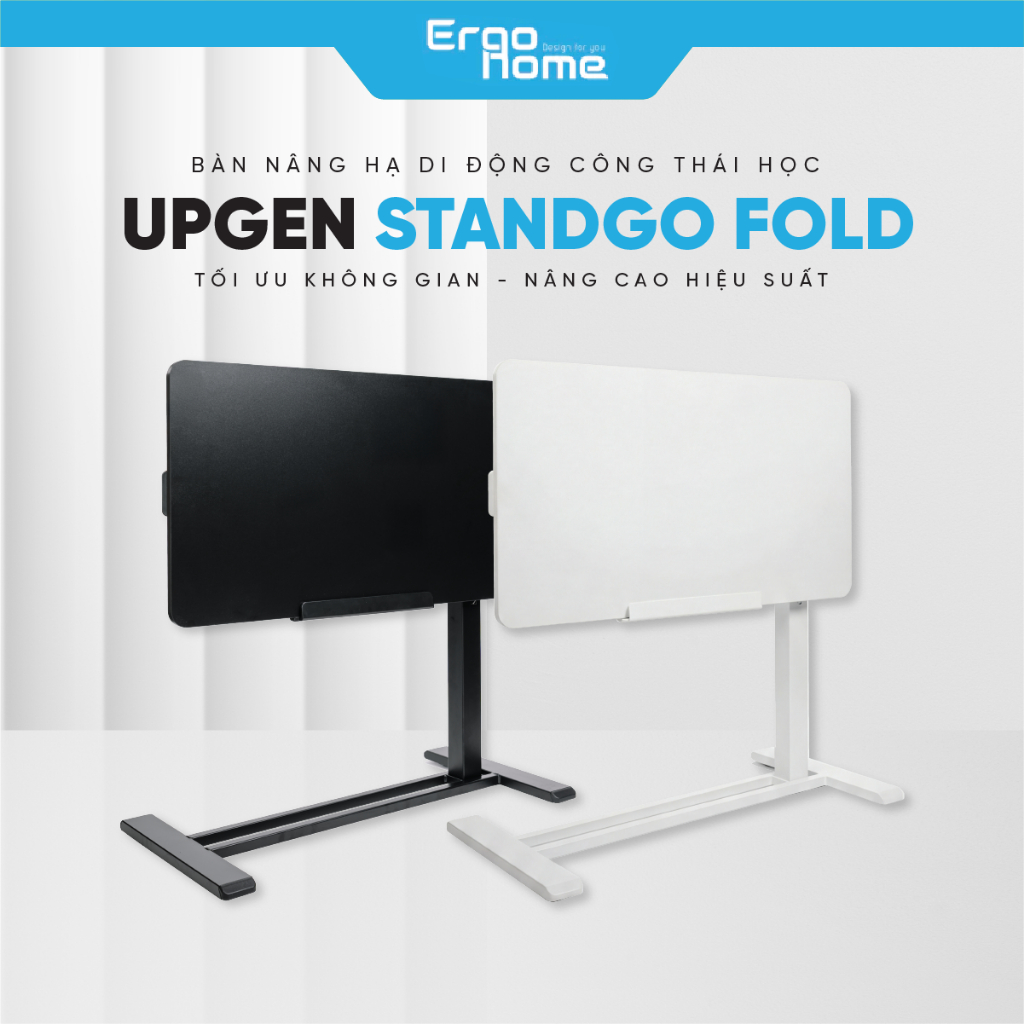 UPGEN STANDGO FOLD - Bàn Nâng Hạ Di Động Công Thái Học, Gập Gọn, Nghiêng Mặt Bàn Đa Góc