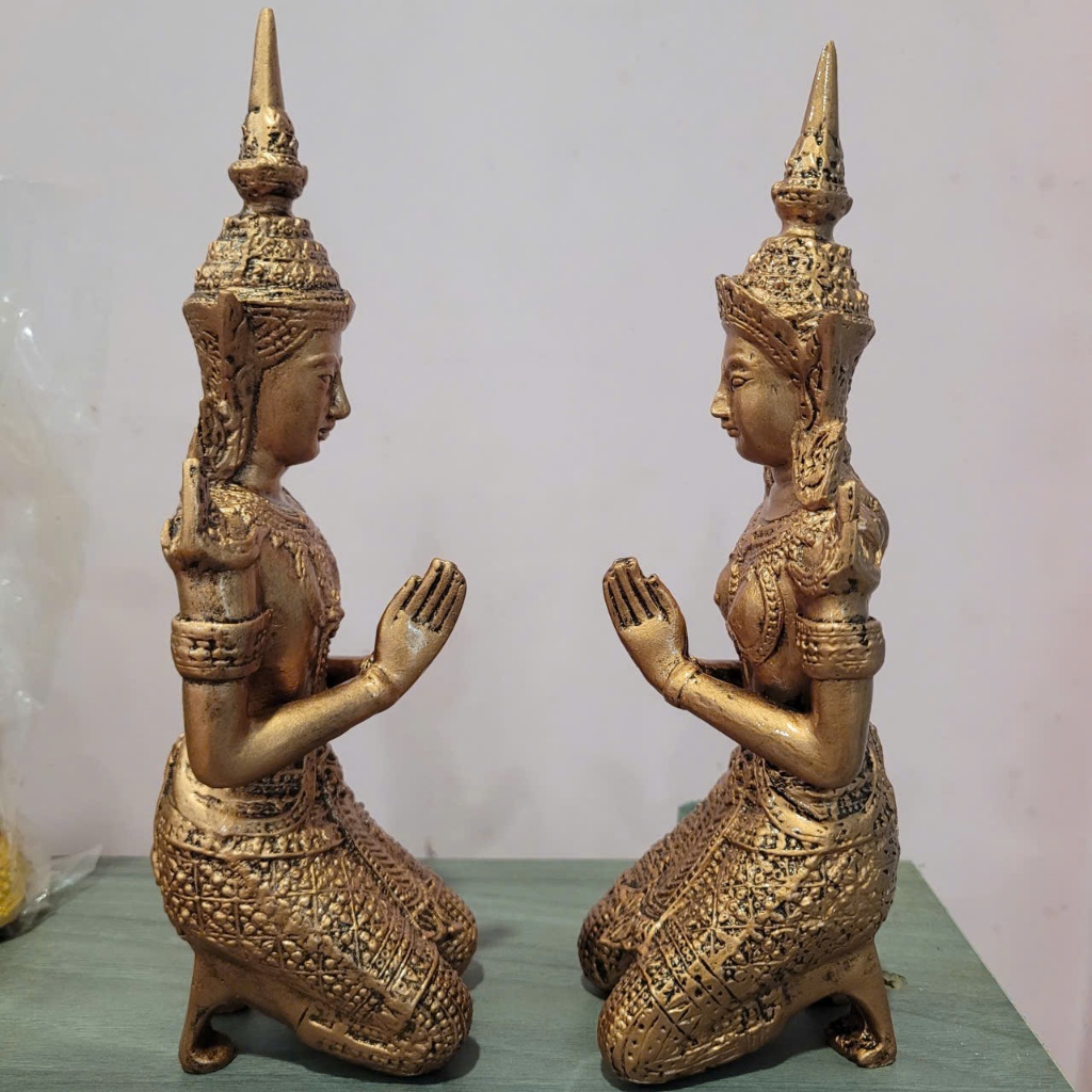 Tượng Decor Trang Trí Kệ Gỗ Mẫu Đôi Chư Thiên Tinh Xảo 19cm
