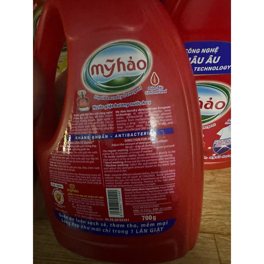 Nước Giặt Xả Mỹ Hảo 700ml cao cấp đậm đặc giặt sạch mọi vết bẩn không cần nước xả vải