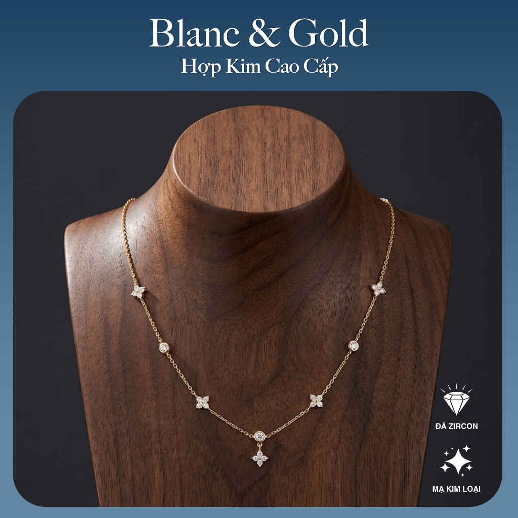 Dây Chuyền nữ cỏ 4 lá đính đá ChicEar Jewelry phong cách mới sang trọng nhẹ nhàng, quà tặng cao cấp cho người yêu