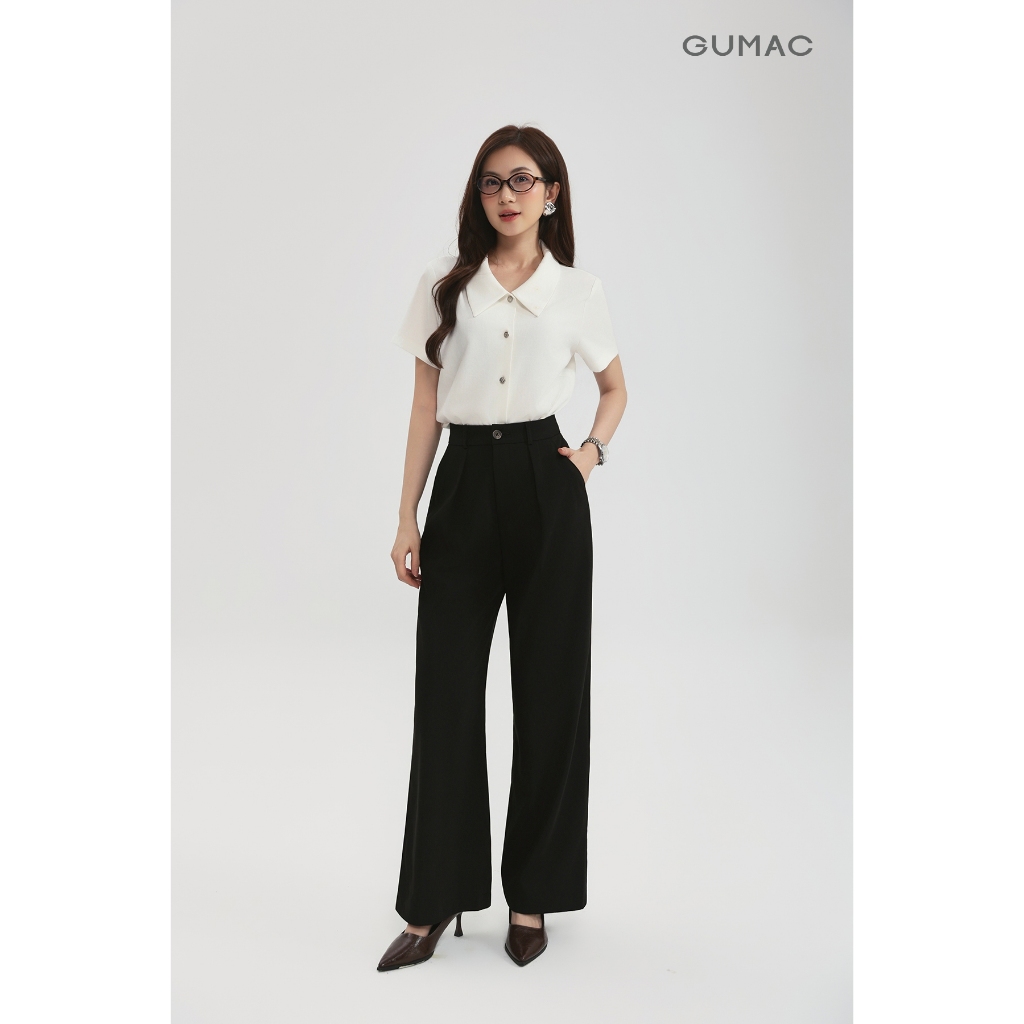 Quần Tây Nữ GUMAC Form Suông Thiết Kế Xếp Li Tôn Dáng Thanh Lịch QG03011