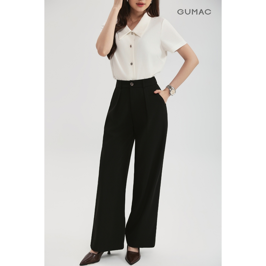 Quần Tây Nữ GUMAC Form Suông Thiết Kế Xếp Li Tôn Dáng Thanh Lịch QG03011