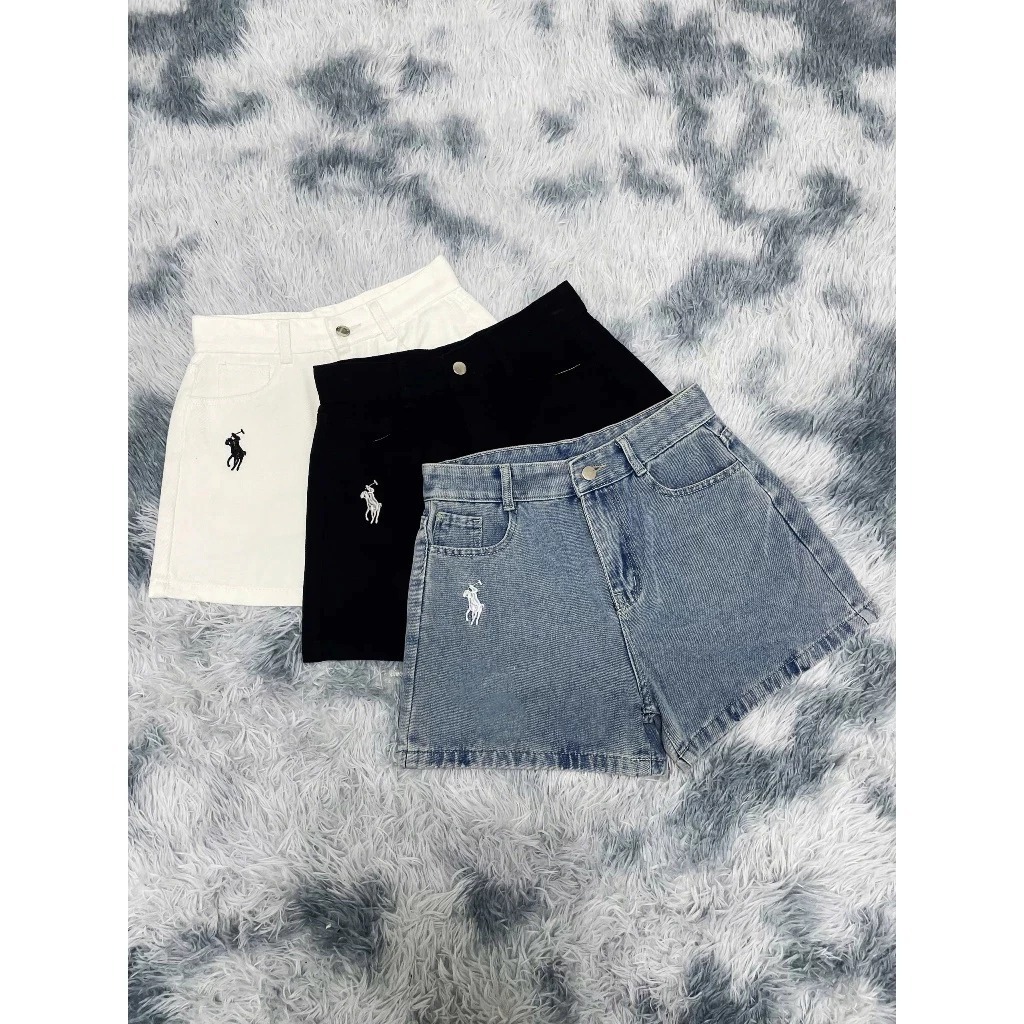 [Peinn] [PEINN] Quần short jean nữ CHAUZI thêu THỎ túi mặt trước sau vải jean mềm đẹp Women Pants QS818 Denim