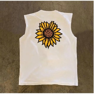 Áo Ba Lỗ Hè Nam Nữ Cổ Tròn Đẹp Phối Hình Hoa Hướng Dương Chất Liệu Cotton Thoáng Mát Mền Mịn