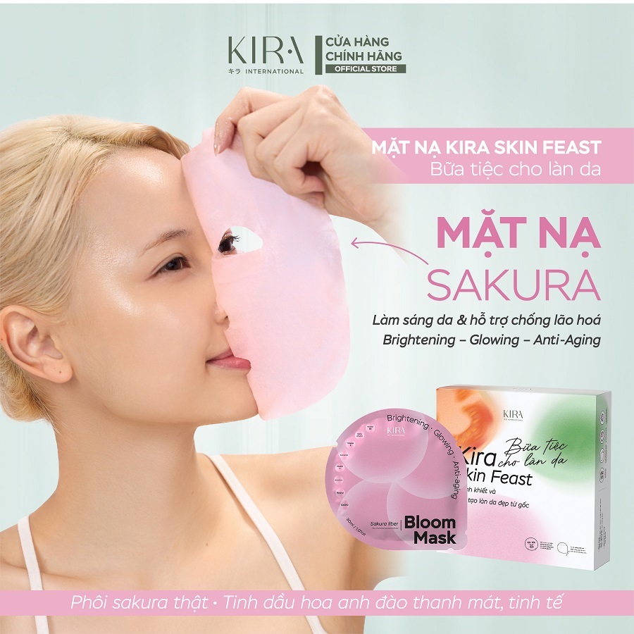Combo 5 & 10 Mặt Nạ Kira Skin Feast – Cà Chua | Trà Xanh | Sakura – Dưỡng Ẩm, Làm Dịu, Hỗ Trợ Sáng Da