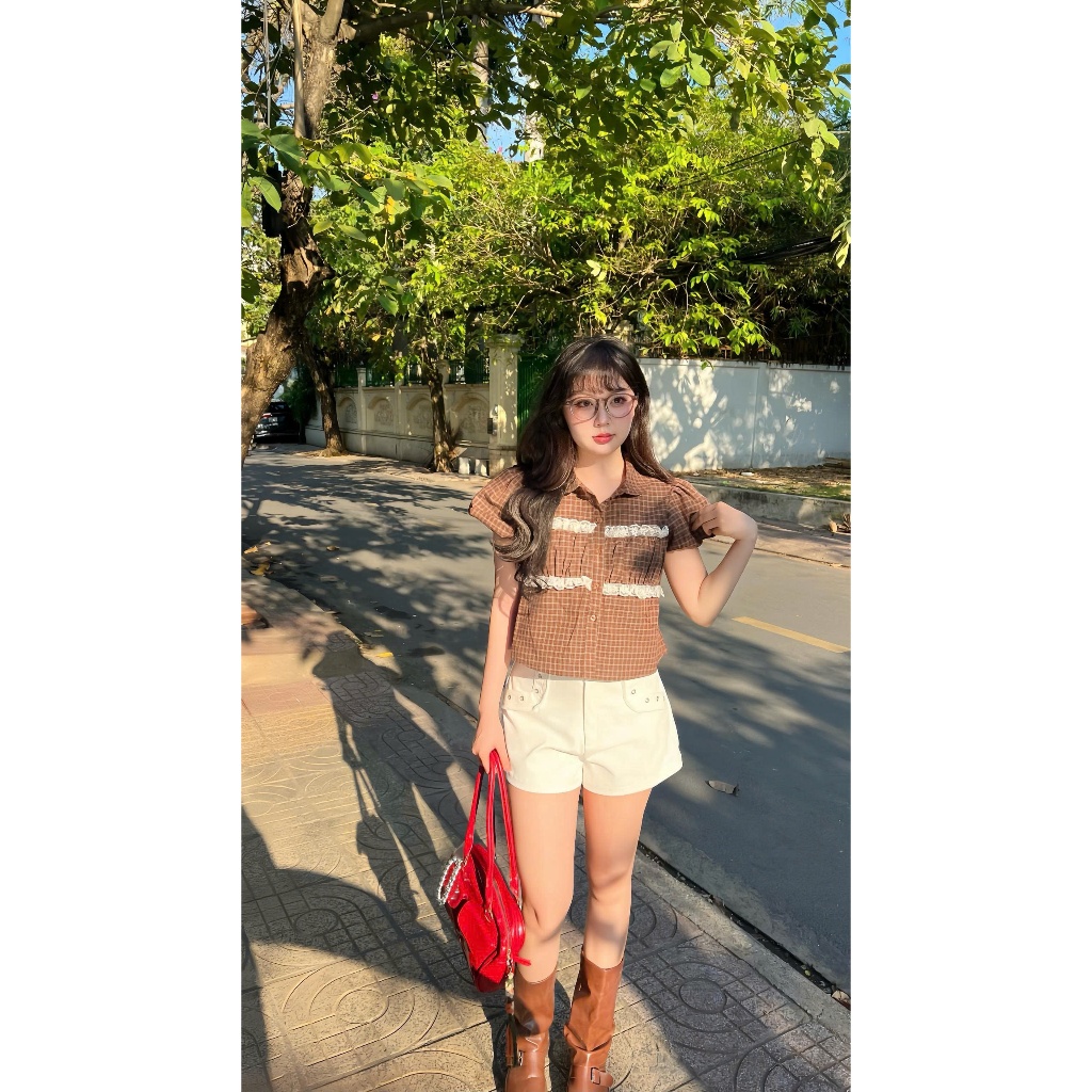 Quần Short Nữ QUERENS SHORTS Form Lưng Trễ Phối Khoen Cá Tính SECODEE
