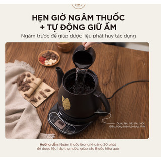 Ấm sắc thuốc 4L Bear HTM-4H40X, Công suất 500W, Gốm sứ Giữ Ấm Tiết Kiệm Thời Gian, BH 18 Tháng